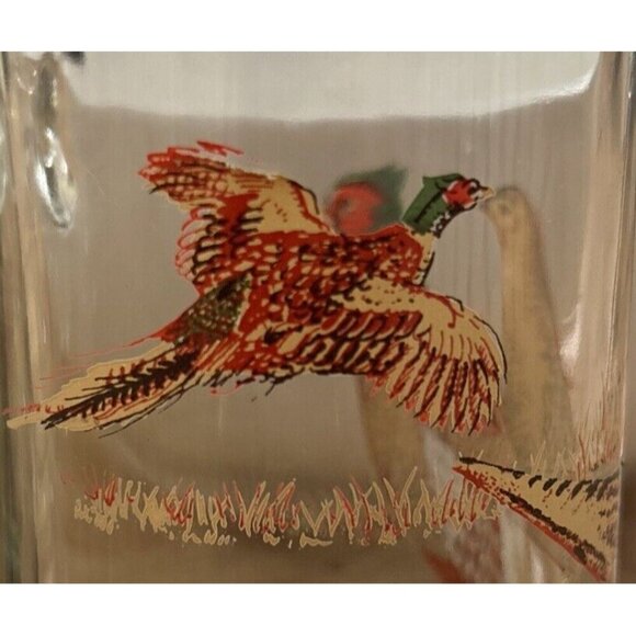 (2) Anchor Hocking Triguba Pheasants Glasses Mug w/ Handle Man Cave Hunting - Picture 2 of 5
